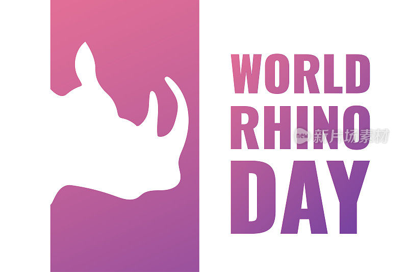 World Rhino Day. September 22. Holiday concept. Template for background, banner, card, poster with text inscription. Vector EPS10 illustration.